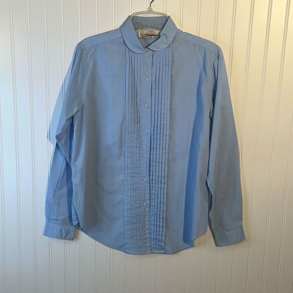 Rainbow Ridge Pleated Too Women’s 16 Blue Long Sleeve Button Down Work Dress - Picture 1 of 11